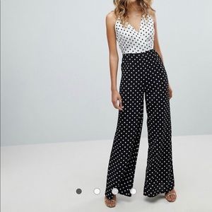 ASOS Missguided Mixed Strap Polka Dot Jumpsuit